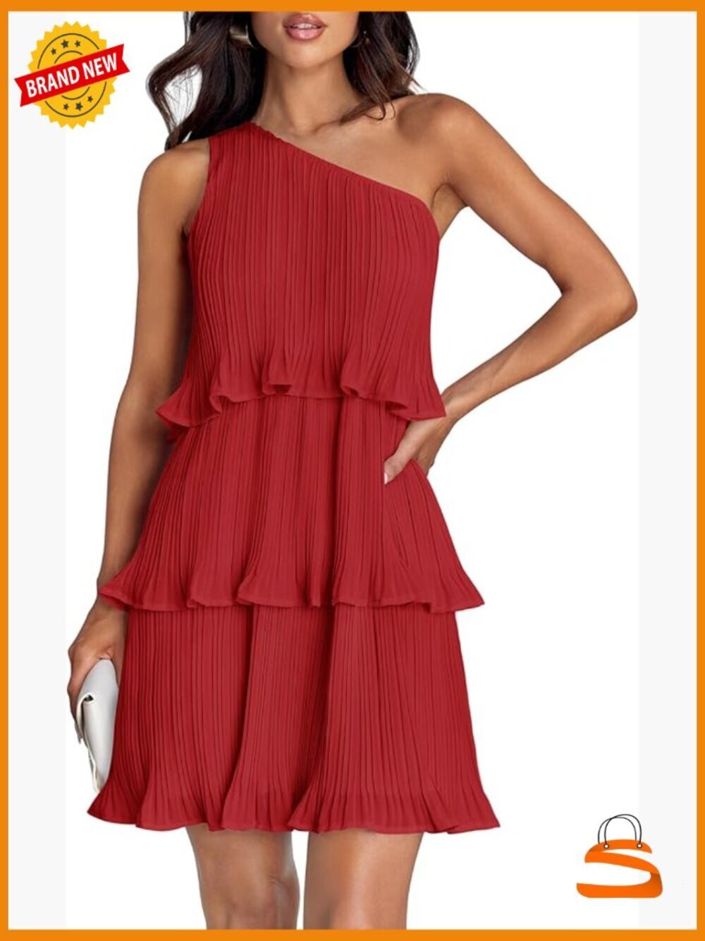 Sleeveless One Shoulder Ruffle Tiered Mini Dress